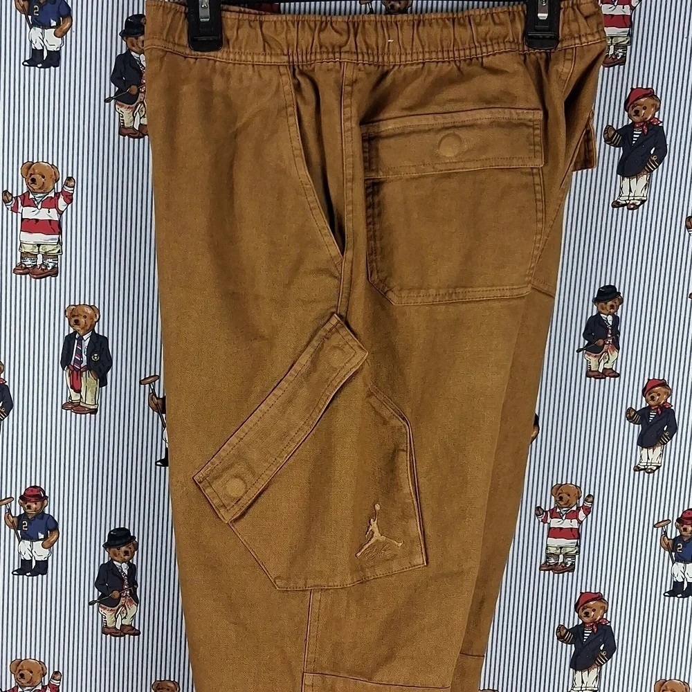 Jordan Brand Chicago Cargo Brown Drawstring Button Flat Front SZ SM Casual Pants